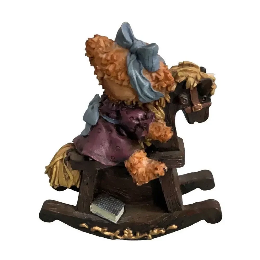 Little Girl Bear Rocking Horse Child Figurine 5” - Picture 2 of 6